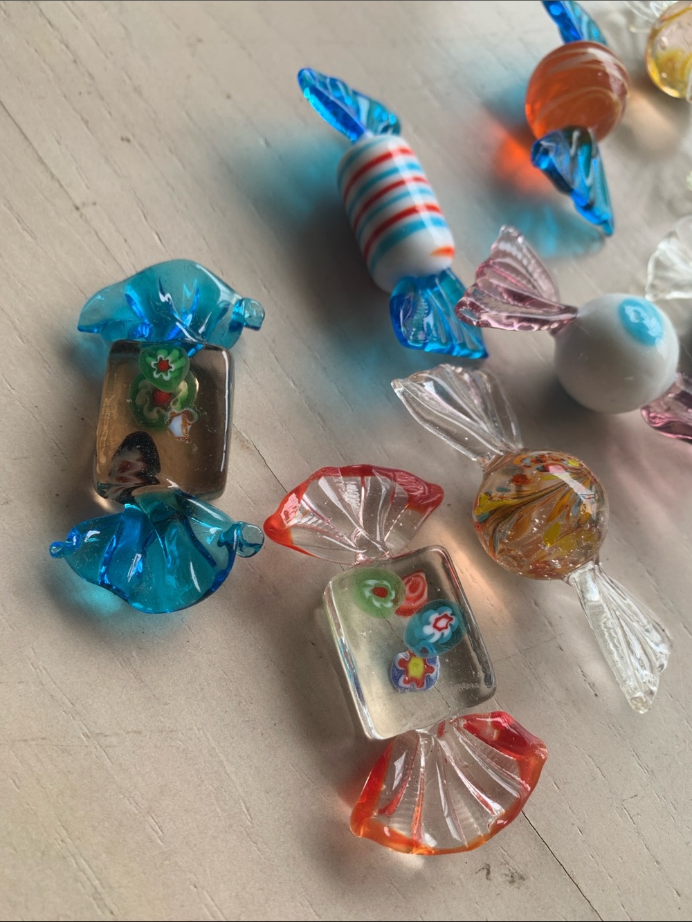 Source Unknown Blue, Orange, Red, White, Pink, Clear Glass Candy Collection - Picture 3 of 3